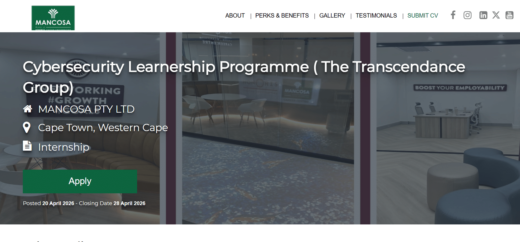 MANCOSA Cybersecurity Learnership Opportunity by The Transcendance Group