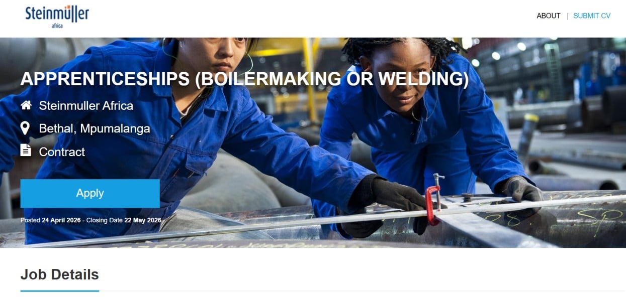 Steinmüller Africa 36 Months Boilermaking And Welding Apprenticeship Opportunities - Training Includes Practical And Theoretical Components