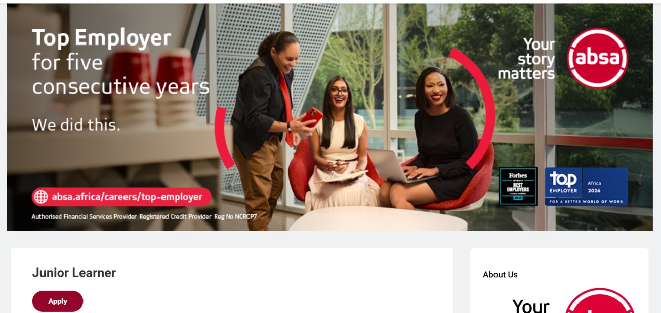 Another Absa Junior Learner Opportunity Available For Unemployed Candidates