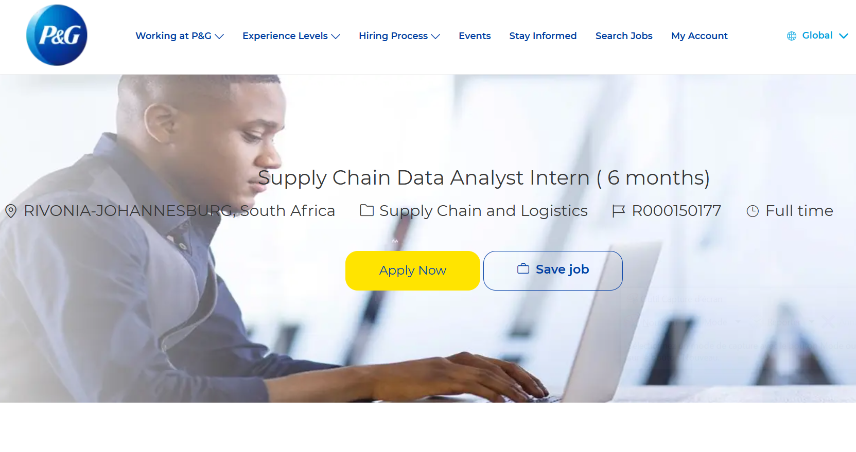P&G South Africa Supply Chain Data Analyst Internship 6 Months Period
