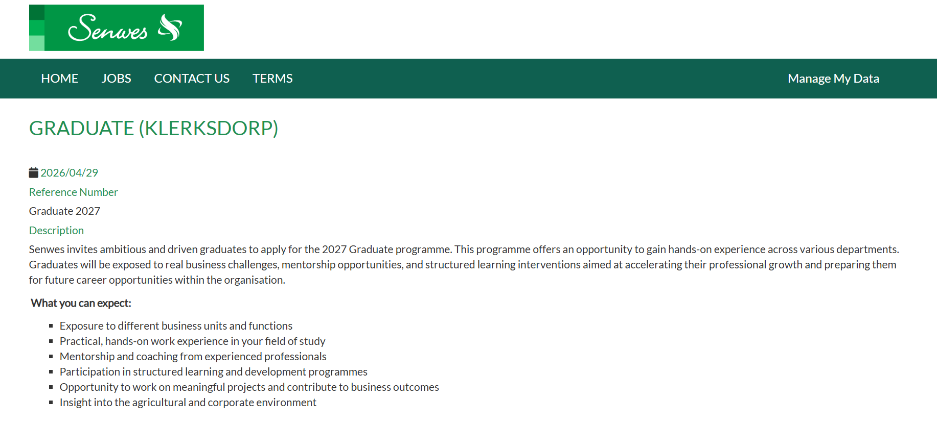 Senwes Invites Ambitious and Driven Graduates to Apply for the 2027 Graduate Programme