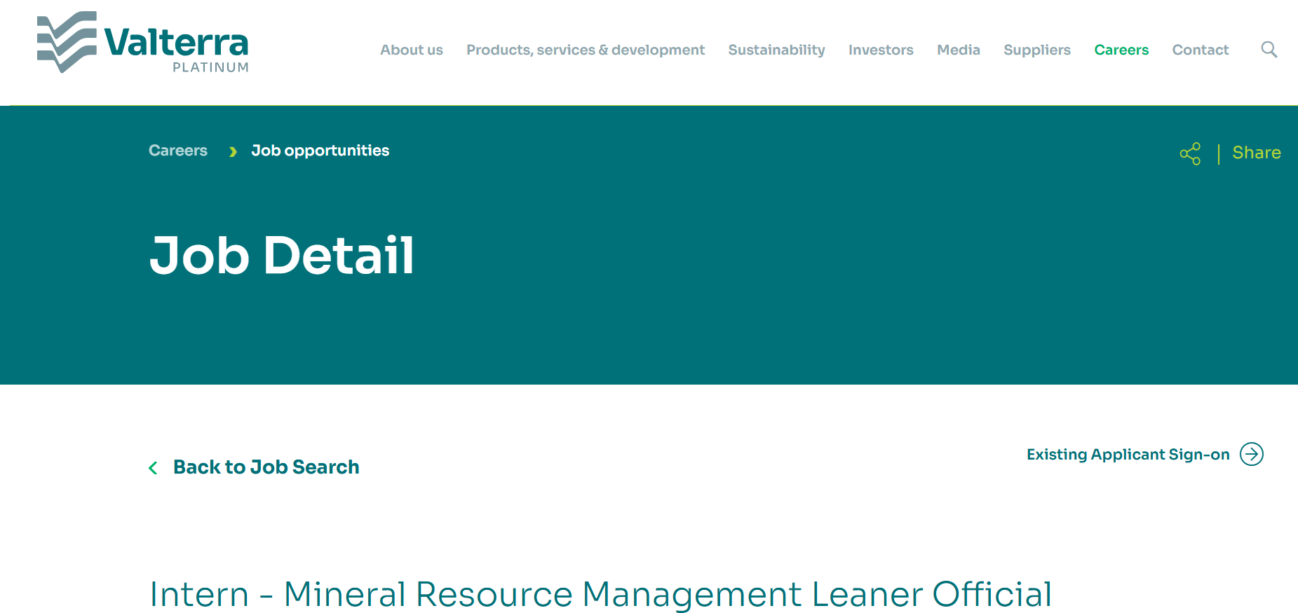 Valterra Platinum Intern - Mineral Resource Management Leaner Official Program Nine(9) Positions Available