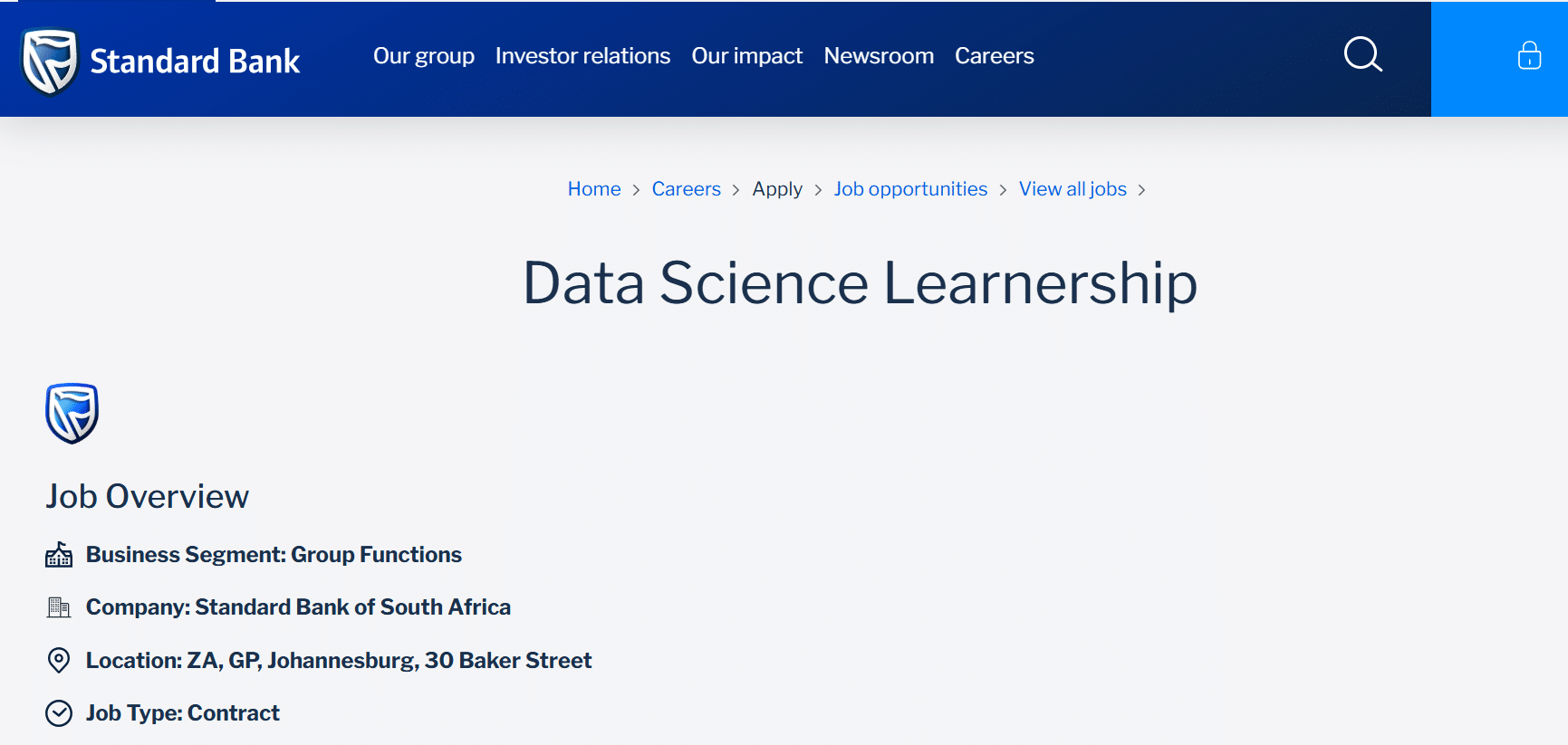 Standard Bank Data Science Learnership Opportunity R15 000 Per Month Plus Student Medical Aid